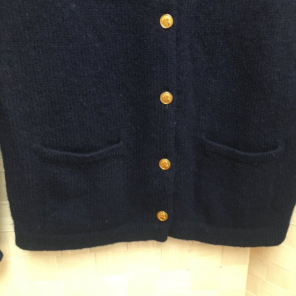Vintage Braemar intl. scottish shetland navy wool cardigan sweater size 36 small - Picture 5 of 14